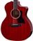 Taylor 214ce DLX LTD Grand Auditorium Acoustic Electric Guitar with Case Trans Red Body Angled View